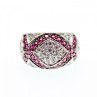 925 Sterling Silver White and Pink Topaz Ring Size 8