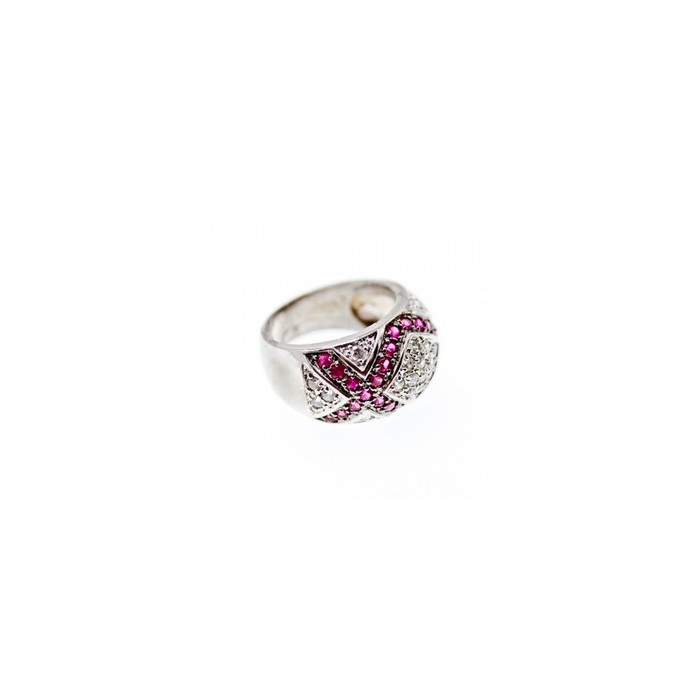 925 Sterling Silver White and Pink Topaz Ring Size 8