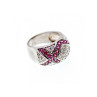 925 Sterling Silver White and Pink Topaz Ring Size 8