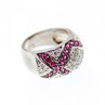 925 Sterling Silver White and Pink Topaz Ring Size 8