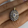 925 Sterling Silver Gold Plated Sapphire & Beryl Pendant Length 1 Inch