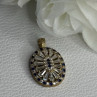 925 Sterling Silver Gold Plated Sapphire & Beryl Pendant Length 1 Inch