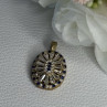 925 Sterling Silver Gold Plated Sapphire & Beryl Pendant Length 1 Inch