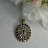 925 Sterling Silver Gold Plated Sapphire & Beryl Pendant Length 1 Inch