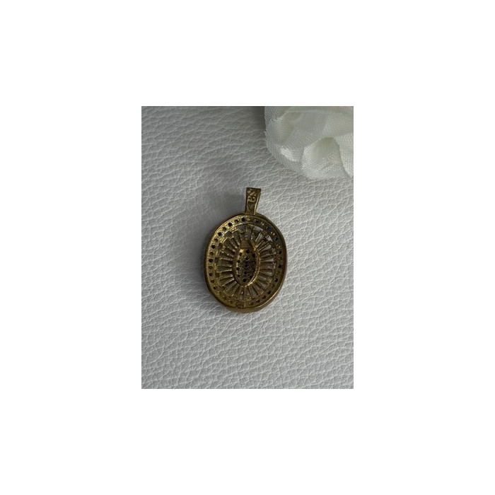 925 Sterling Silver Gold Plated Sapphire & Beryl Pendant Length 1 Inch