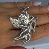 925 Sterling Silver Cupid Necklace Length 24 in