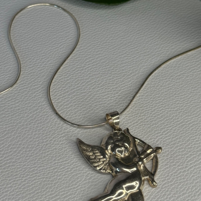 925 Sterling Silver Cupid Necklace Length 24 in
