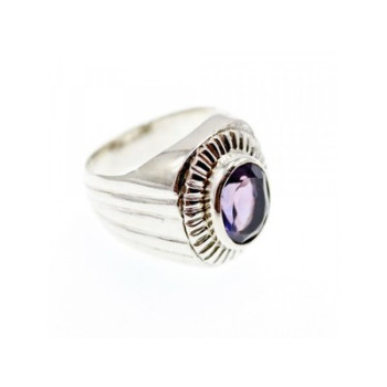 Vintage 925 Sterling Silver Amethyst Ring Size 8