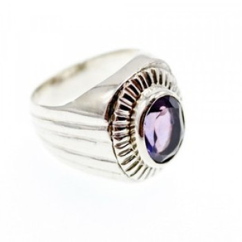 Vintage 925 Sterling Silver Amethyst Ring Size 8
