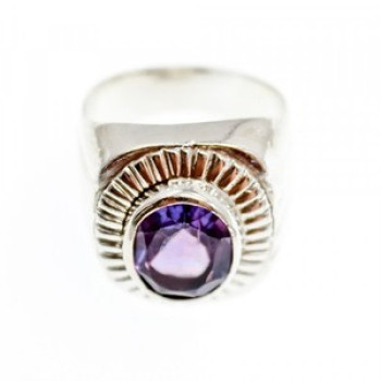 Vintage 925 Sterling Silver Amethyst Ring Size 8