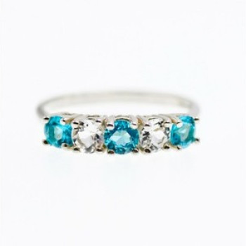 925 Sterling Silver Topaz and Beryl Ring Size 9