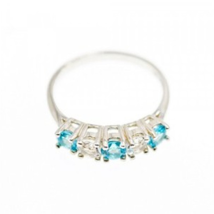 925 Sterling Silver Topaz and Beryl Ring Size 9