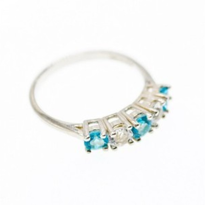 925 Sterling Silver Topaz and Beryl Ring Size 9