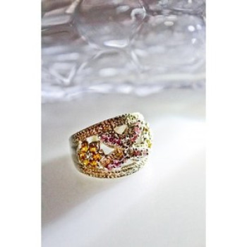 925 Sterling Silver Multicolor CZ Ring Size 8.5