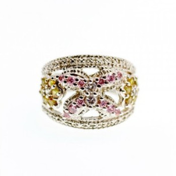 925 Sterling Silver Multicolor CZ Ring Size 8.5