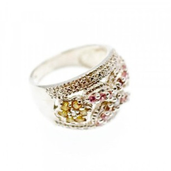 925 Sterling Silver Multicolor CZ Ring Size 8.5