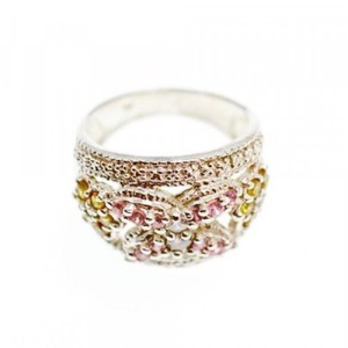 925 Sterling Silver Multicolor CZ Ring Size 8.5