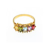 925 Sterling Silver Gold Plated Multi Gemstones Ring Size 9
