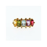 925 Sterling Silver Gold Plated Multi Gemstones Ring Size 9