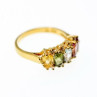 925 Sterling Silver Gold Plated Multi Gemstones Ring Size 9