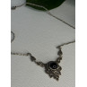 Elegant Vintage 925 Sterling Silver Onyx & Marcasite Necklace Length 16.5 inch