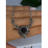 Elegant Vintage 925 Sterling Silver Onyx & Marcasite Necklace Length 16.5 inch