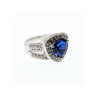 925 Sterling Silver Blue Sapphire and CZ Ring Size 5