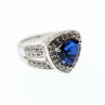925 Sterling Silver Blue Sapphire and CZ Ring Size 5