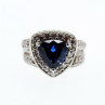 925 Sterling Silver Blue Sapphire and CZ Ring Size 5