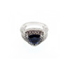 925 Sterling Silver Blue Sapphire and CZ Ring Size 5