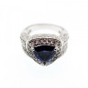 925 Sterling Silver Blue Sapphire and CZ Ring Size 5
