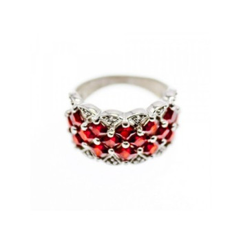925 Sterling Silver Red Spinel & White Beryl/Goshenite Ring Size 7