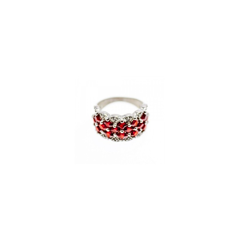 925 Sterling Silver Red Spinel & White Beryl/Goshenite Ring Size 7