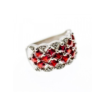 925 Sterling Silver Red Spinel & White Beryl/Goshenite Ring Size 7