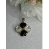 Elegant 10k Yellow Gold Onyx & Abalone Pendant Length 1 Inch