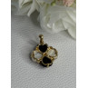 Elegant 10k Yellow Gold Onyx & Abalone Pendant Length 1 Inch