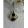 Elegant 10k Yellow Gold Onyx & Abalone Pendant Length 1 Inch