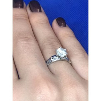 Engagement Ring with 10K white gold plated Size 6.5
