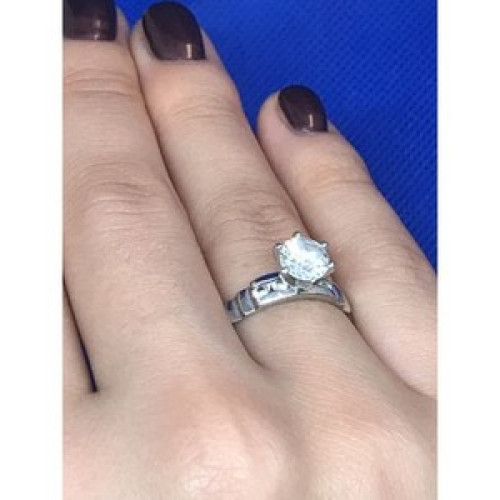 Engagement Ring with 10K white gold plated Size 6.5