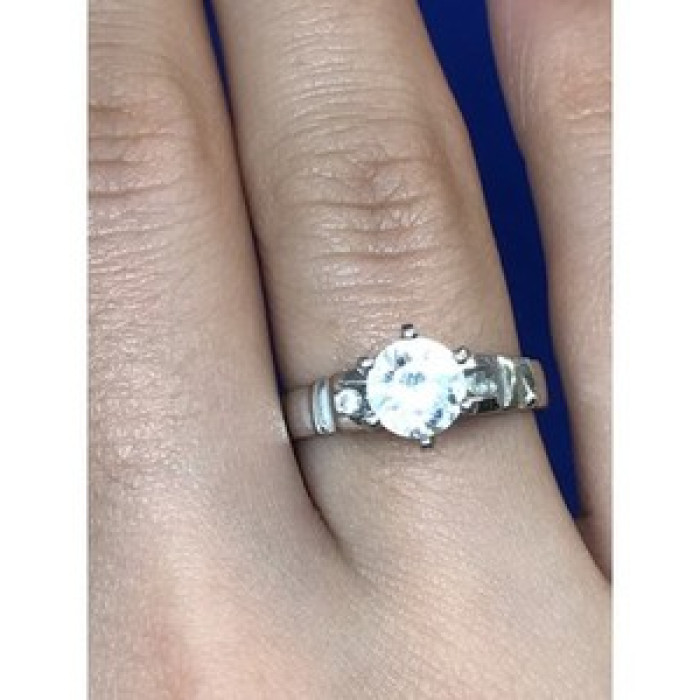 Engagement Ring with 10K white gold plated Size 6.5