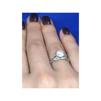 Engagement Ring with 10K white gold plated Size 6.5