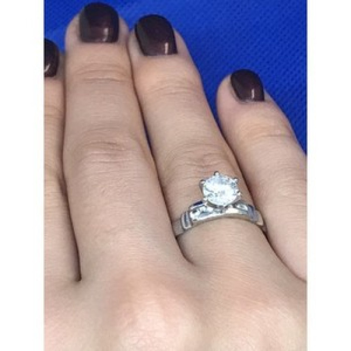 Engagement Ring with 10K white gold plated Size 6.5