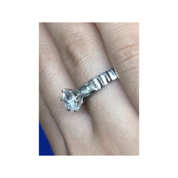 Engagement Ring with 10K white gold plated Size 6.5