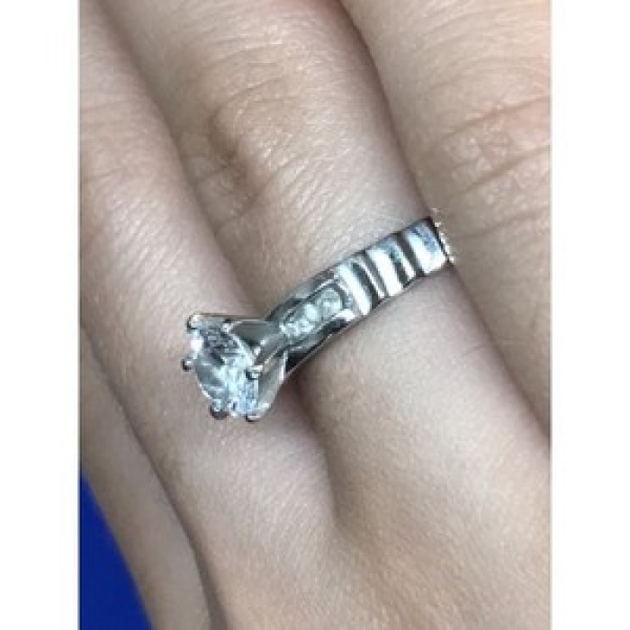 Engagement Ring with 10K white gold plated Size 6.5