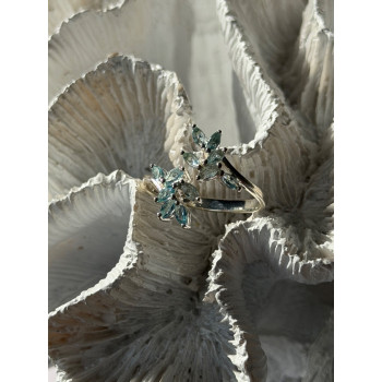 925 Sterling Silver Blue Topaz Ring Size 11 Adjustable Design