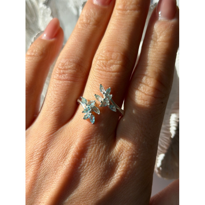 925 Sterling Silver Blue Topaz Ring Size 11 Adjustable Design