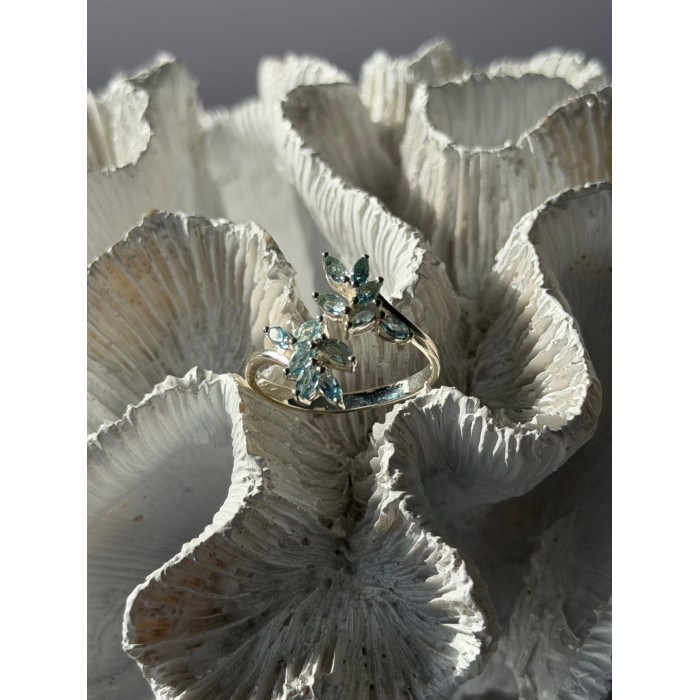 925 Sterling Silver Blue Topaz Ring Size 11 Adjustable Design