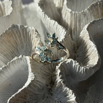 925 Sterling Silver Blue Topaz Ring Size 11 Adjustable Design