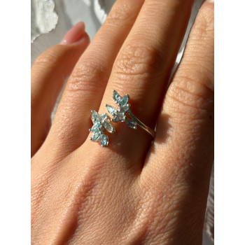 925 Sterling Silver Blue Topaz Ring Size 11 Adjustable Design