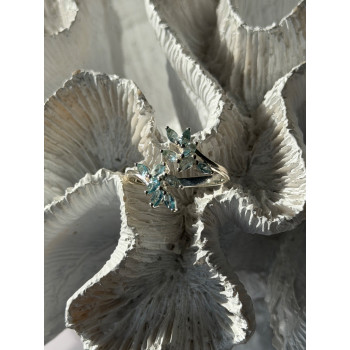 925 Sterling Silver Blue Topaz Ring Size 11 Adjustable Design